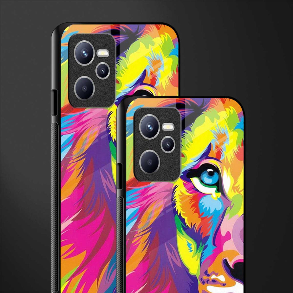 colourful fierce lion glass case for realme c35 image-2