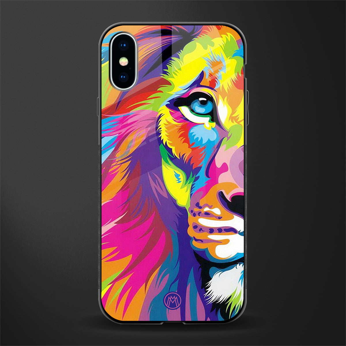 colourful fierce lion glass case for iphone xs image