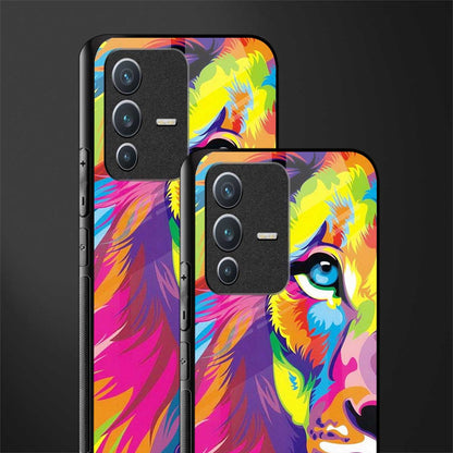 colourful fierce lion glass case for vivo v23 5g image-2