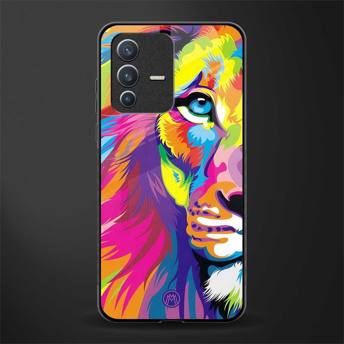colourful fierce lion glass case for vivo v23 5g image