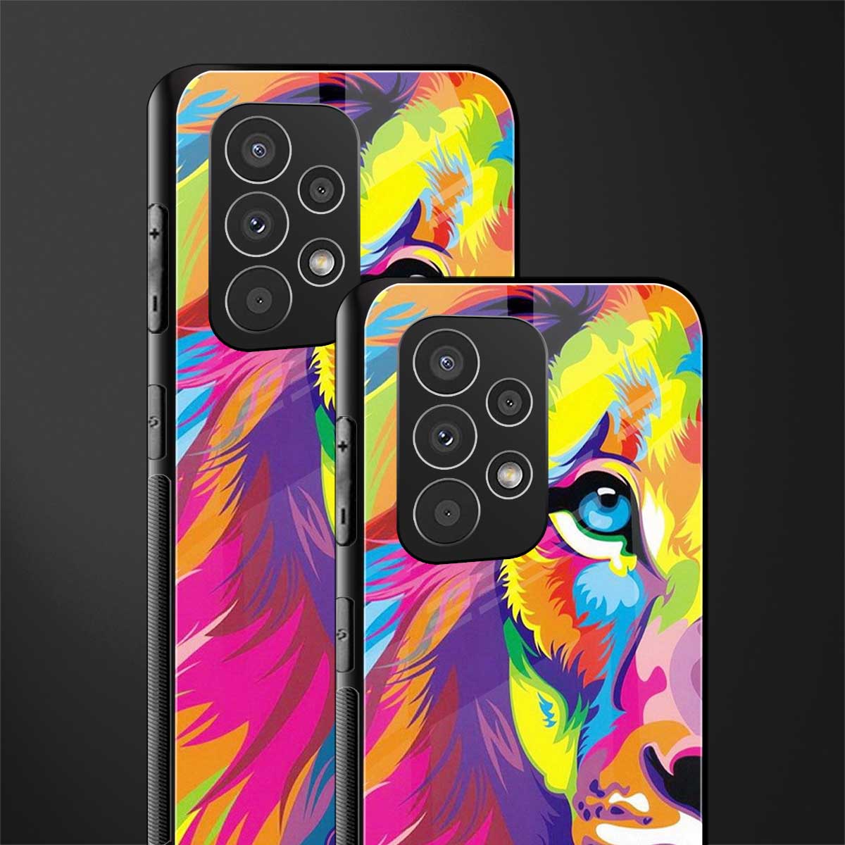 colourful fierce lion back phone cover | glass case for samsung galaxy a73 5g