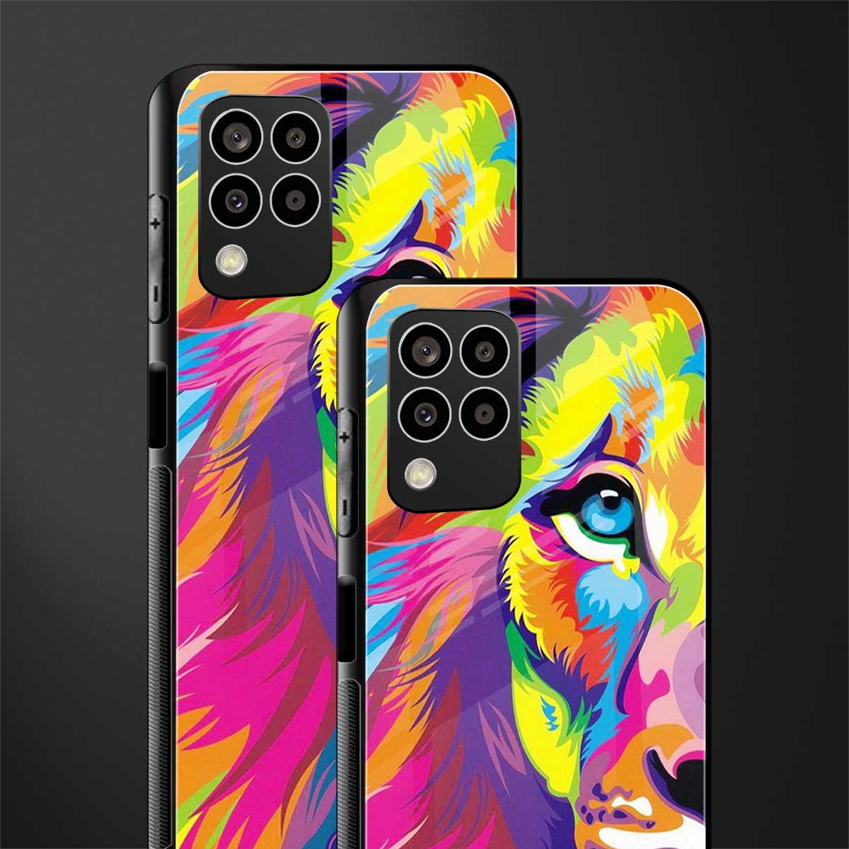 colourful fierce lion back phone cover | glass case for samsung galaxy m33 5g