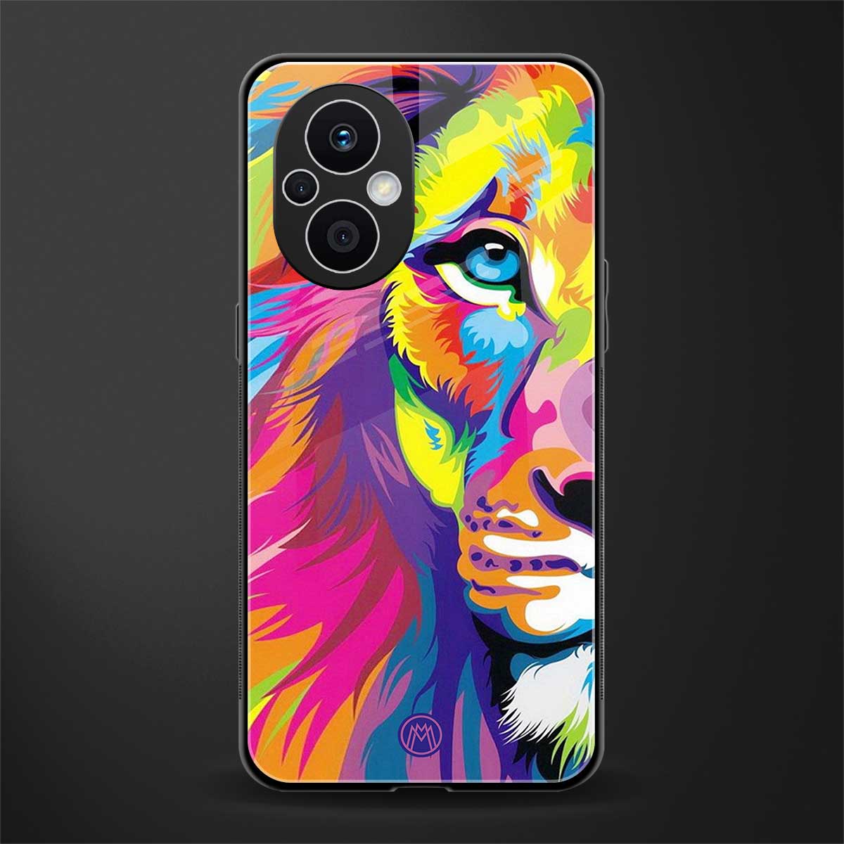 colourful fierce lion back phone cover | glass case for oppo f21 pro 5g