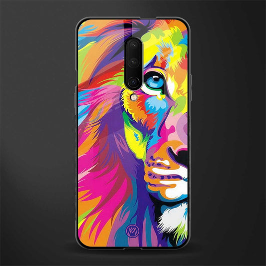 colourful fierce lion glass case for oneplus 7 pro image
