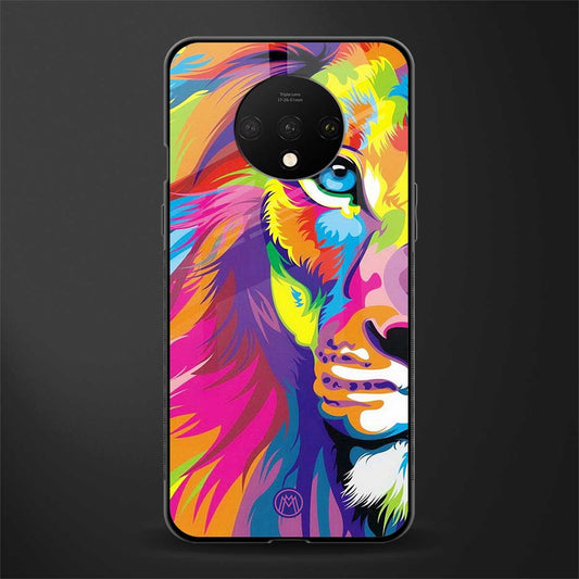 colourful fierce lion glass case for oneplus 7t image