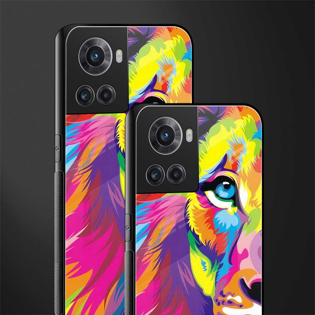 colourful fierce lion back phone cover | glass case for oneplus 10r 5g