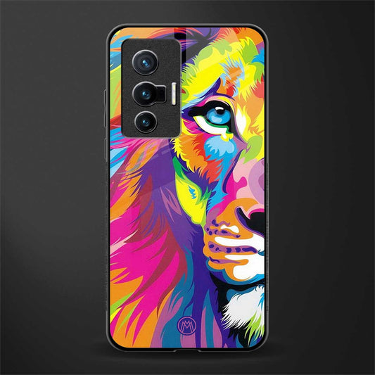 colourful fierce lion glass case for vivo x70 image