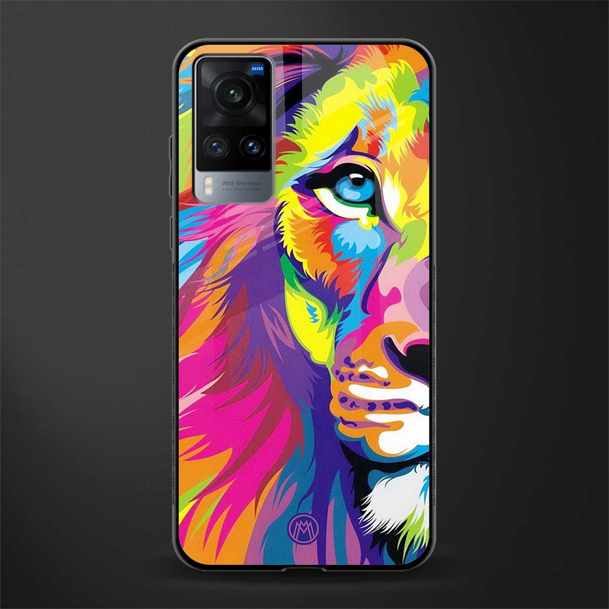 colourful fierce lion glass case for vivo x60 image
