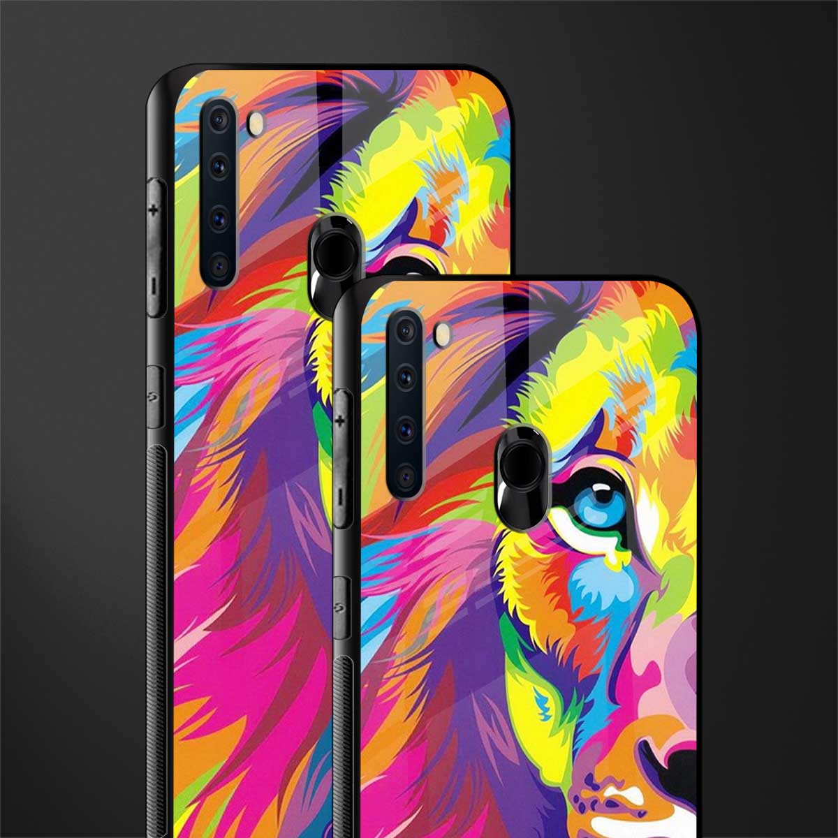 colourful fierce lion glass case for samsung a21 image-2