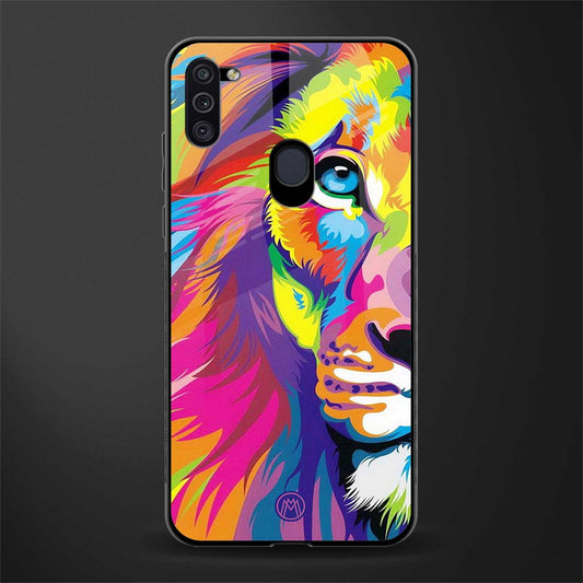 colourful fierce lion glass case for samsung galaxy m11 image