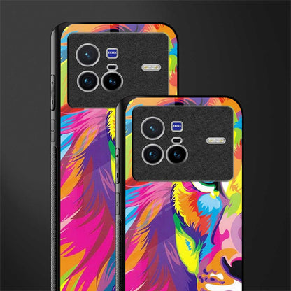 colourful fierce lion glass case for vivo x80 image-2