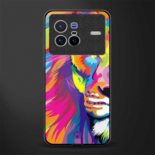 colourful fierce lion glass case for vivo x80 image