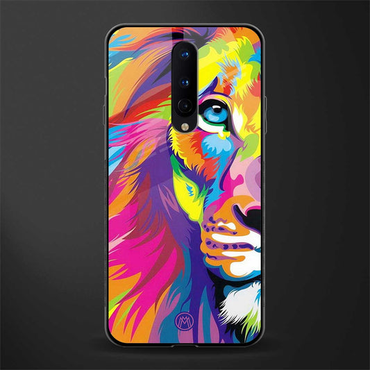 colourful fierce lion glass case for oneplus 8 image