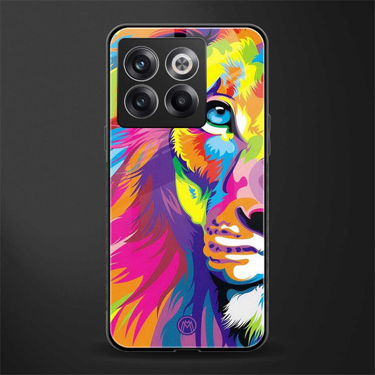 colourful fierce lion back phone cover | glass case for oneplus 10t