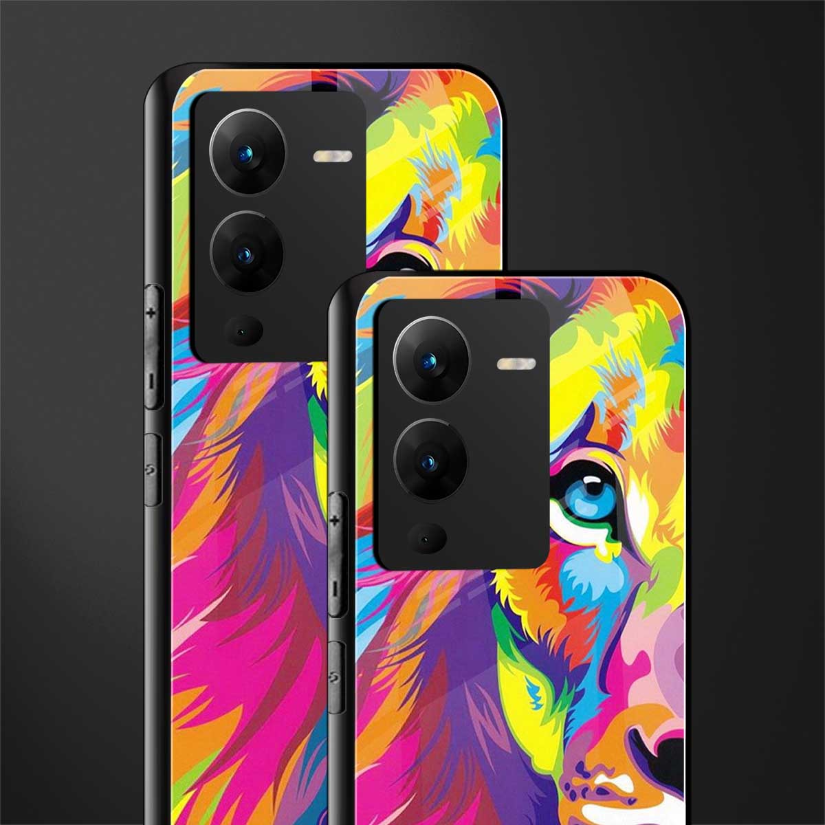 colourful fierce lion back phone cover | glass case for vivo v25 pro 5g