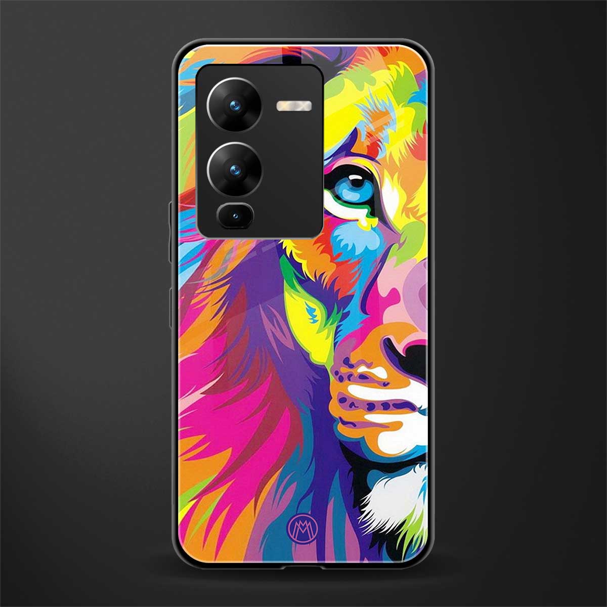 colourful fierce lion back phone cover | glass case for vivo v25 pro 5g