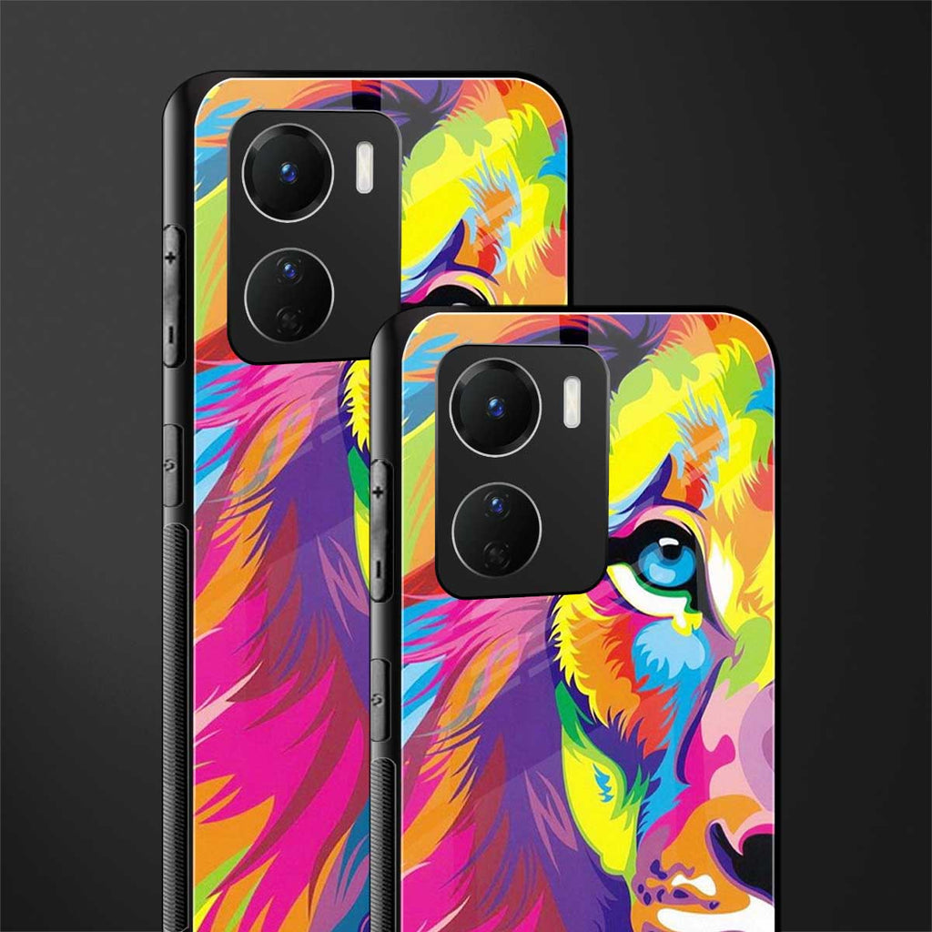 colourful fierce lion back phone cover | glass case for vivo y16