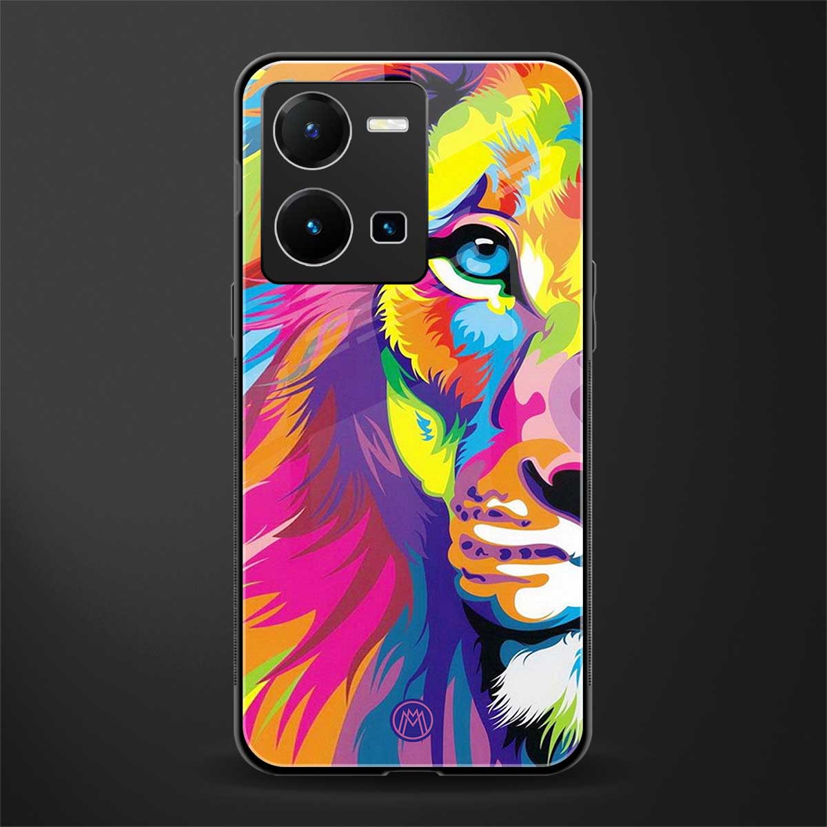 colourful fierce lion back phone cover | glass case for vivo y35 4g