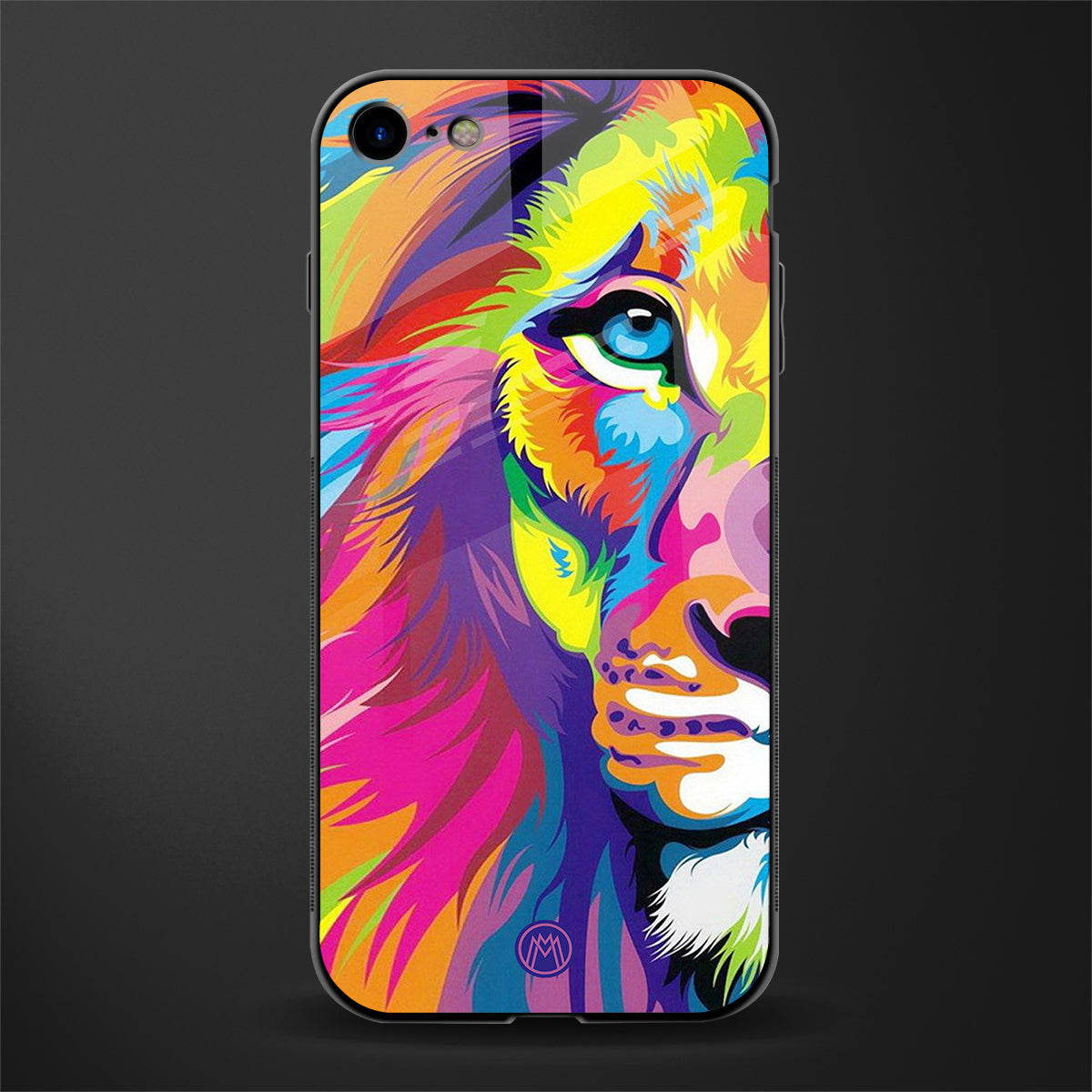 colourful fierce lion glass case for iphone 8 image