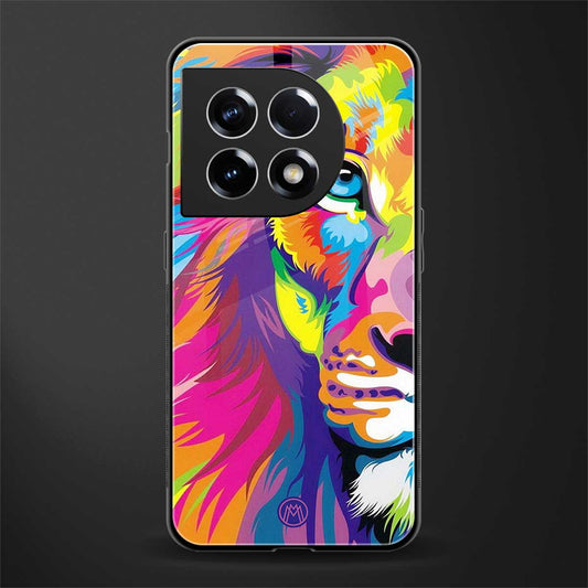 colourful fierce lion back phone cover | glass case for oneplus 11
