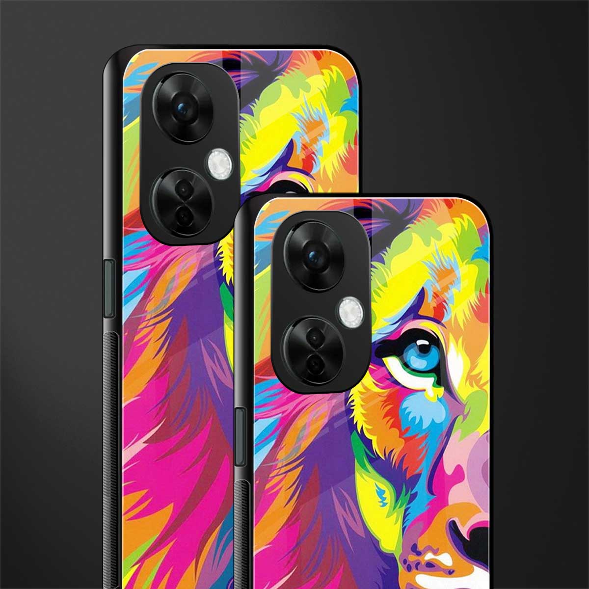 colourful fierce lion back phone cover | glass case for oneplus nord ce 3 lite