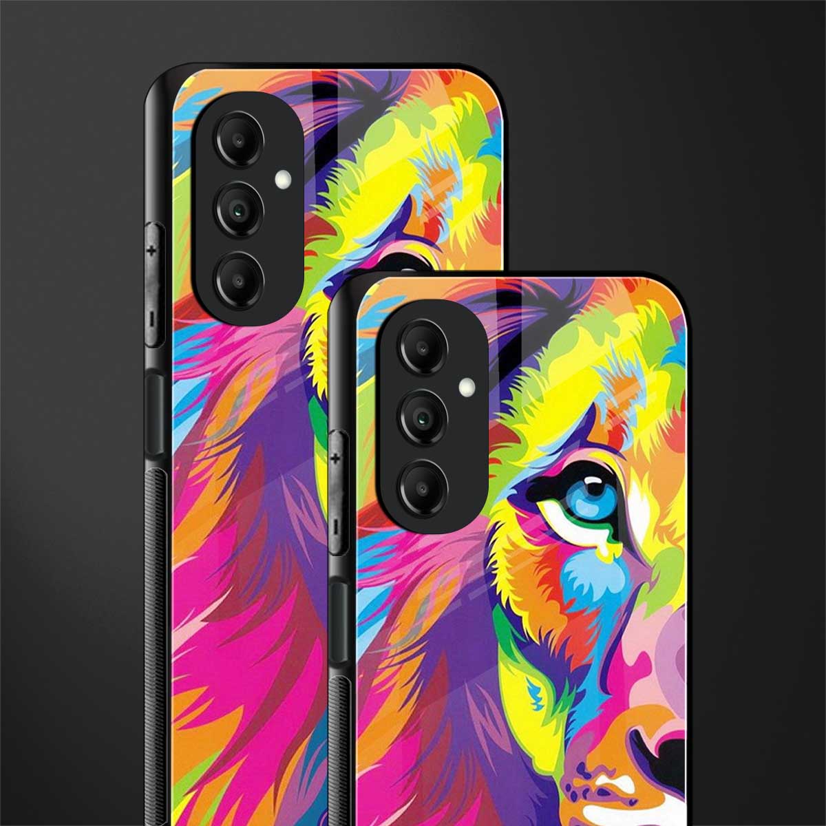 colourful fierce lion back phone cover | glass case for samsung galaxy a14 5g