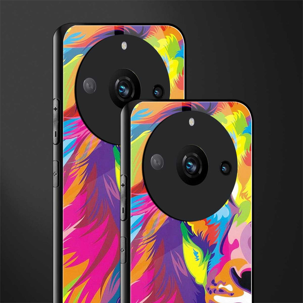 colourful fierce lion back phone cover | glass case for realme 11 pro 5g