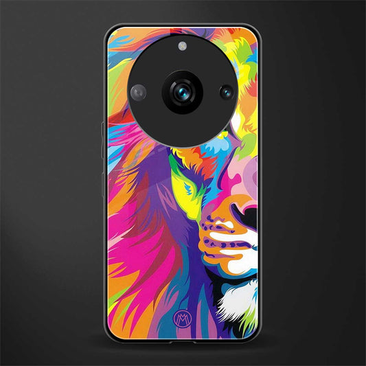 colourful fierce lion back phone cover | glass case for realme 11 pro 5g