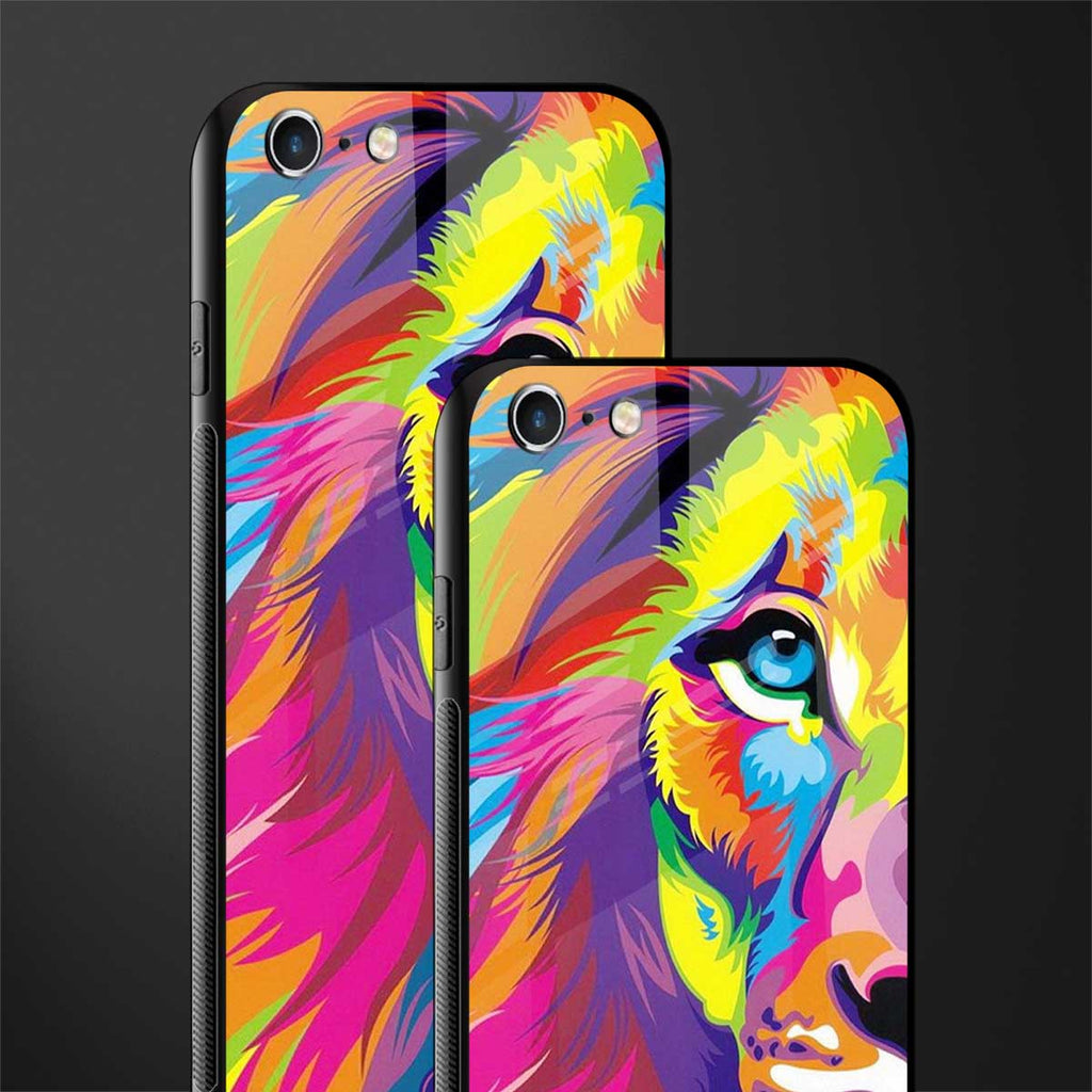 colourful fierce lion glass case for iphone 6 plus image-2