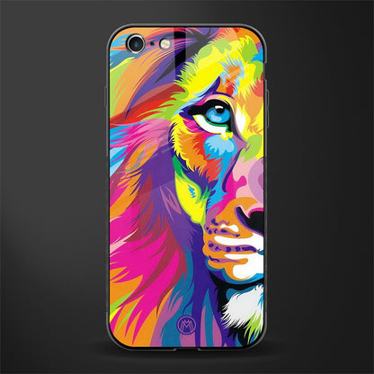 colourful fierce lion glass case for iphone 6 image