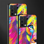 colourful fierce lion back phone cover | glass case for oppo a74 4g