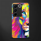 colourful fierce lion back phone cover | glass case for vivo v27 pro 5g