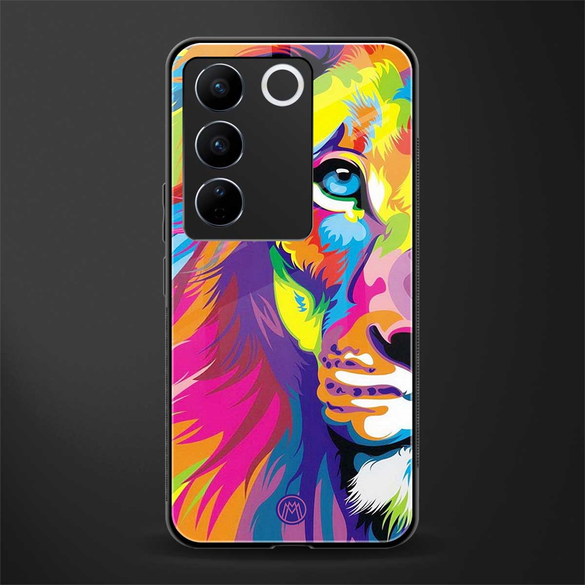 colourful fierce lion back phone cover | glass case for vivo v27 pro 5g