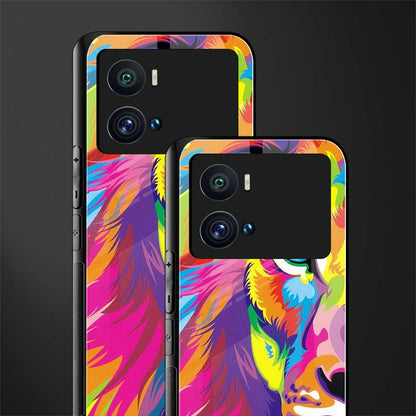 colourful fierce lion back phone cover | glass case for iQOO 9 Pro