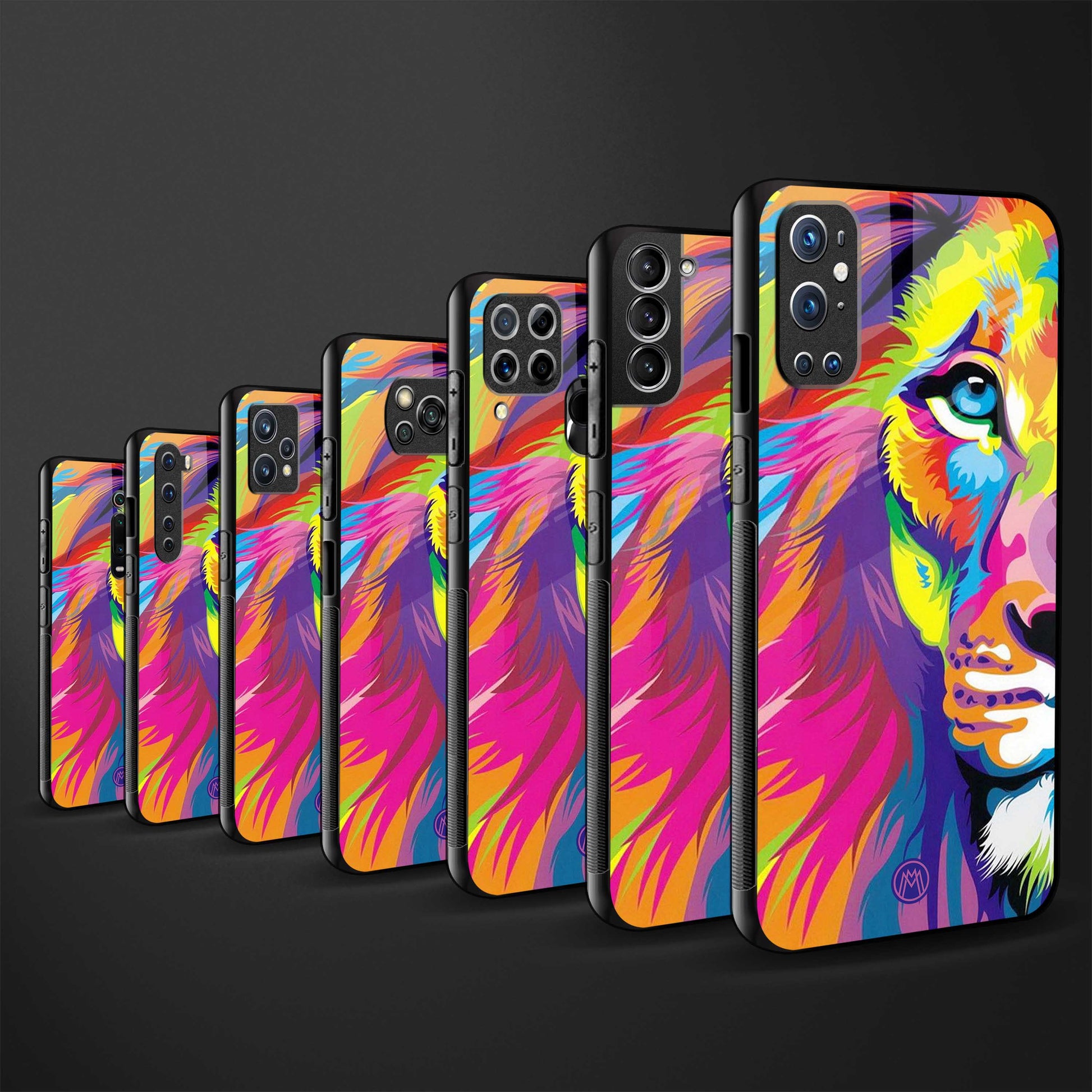 colourful fierce lion back phone cover | glass case for vivo t1 44w 4g