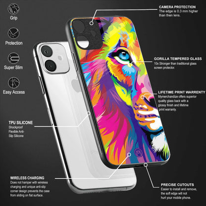 colourful fierce lion back phone cover | glass case for samsun galaxy a24 4g