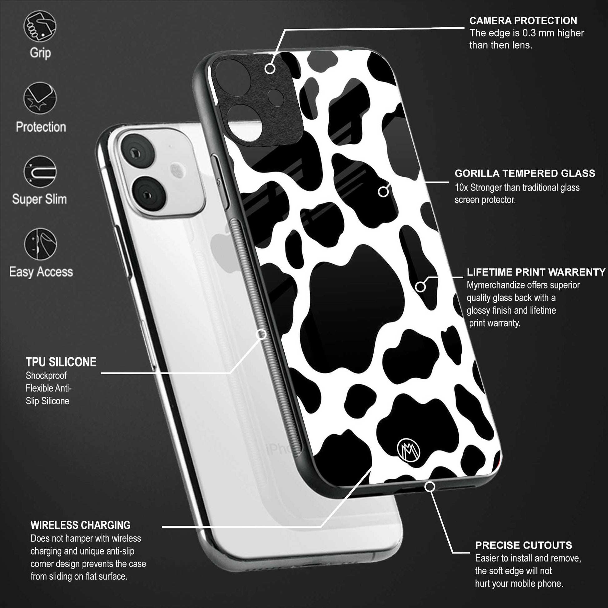cow fur back phone cover | glass case for samsung galaxy a14 5g