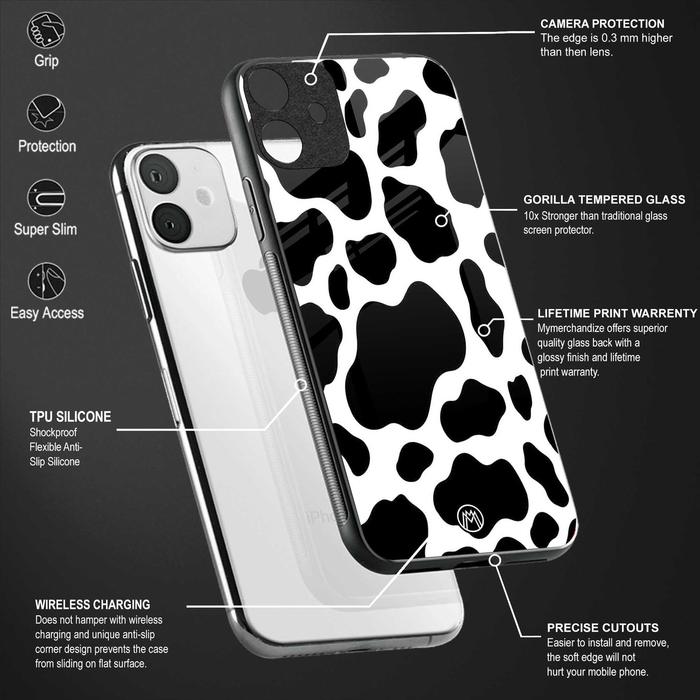 cow fur back phone cover | glass case for vivo y16