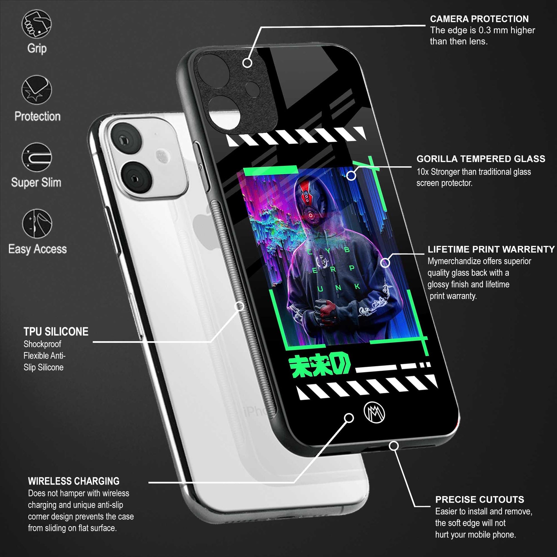 cyberpunk back phone cover | glass case for realme c55