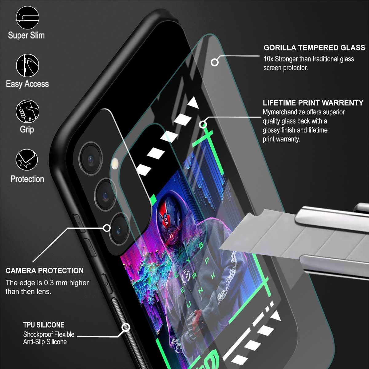 cyberpunk back phone cover | glass case for samsung galaxy s23 fe 5g