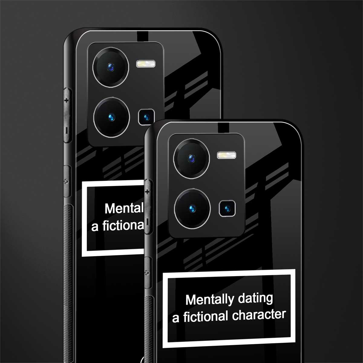 dating a fictional character black back phone cover | glass case for vivo y35 4g