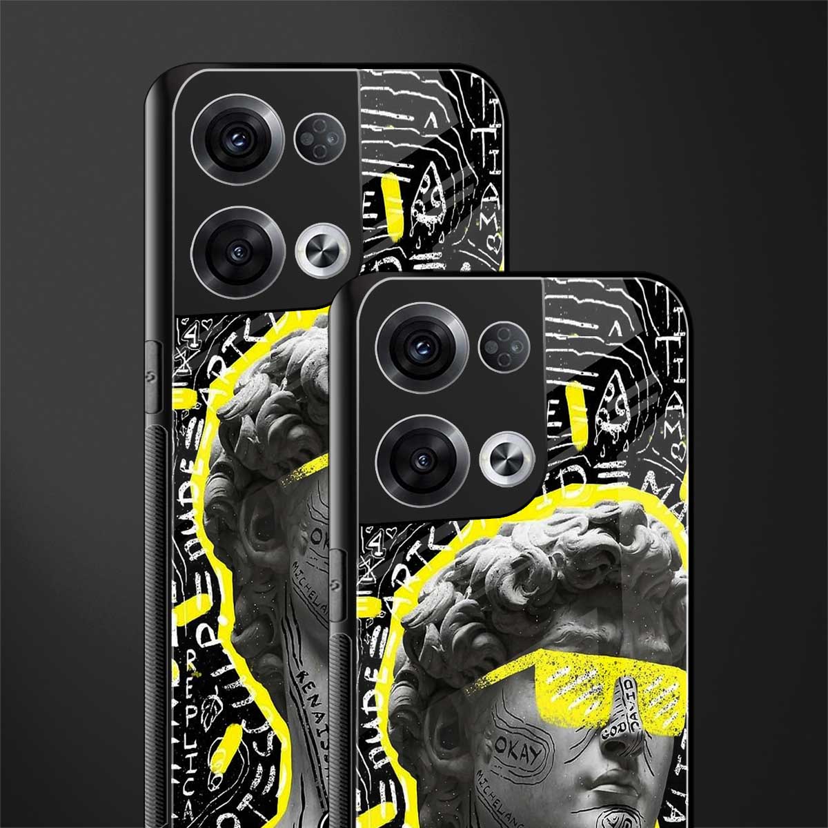 david of michelangelo back phone cover | glass case for oppo reno 8
