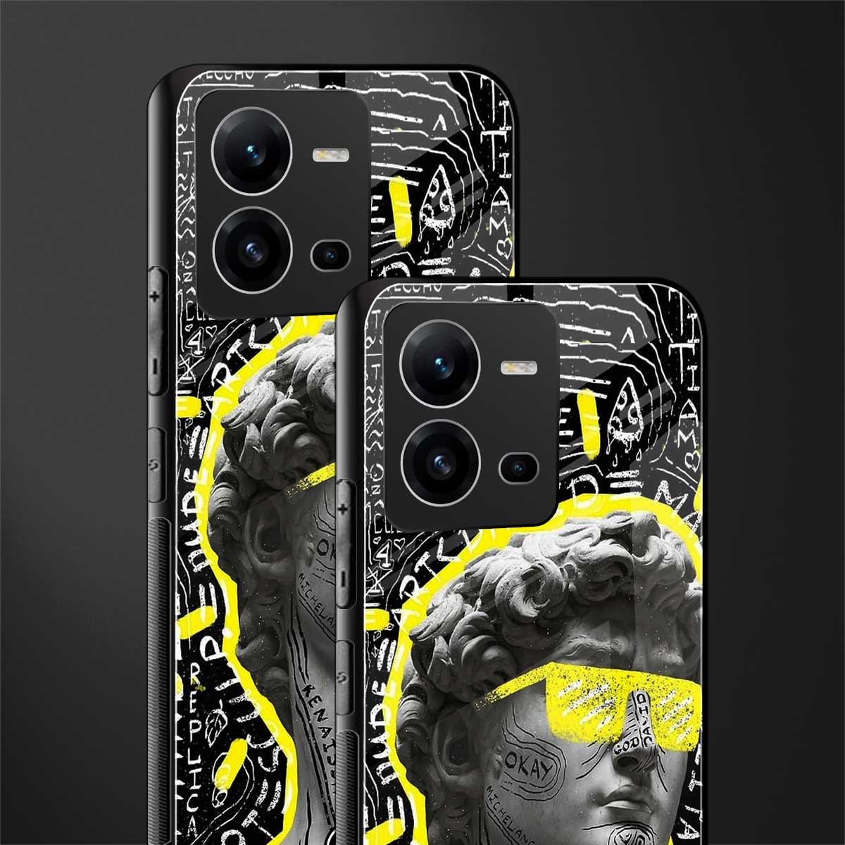 david of michelangelo back phone cover | glass case for vivo v25-5g