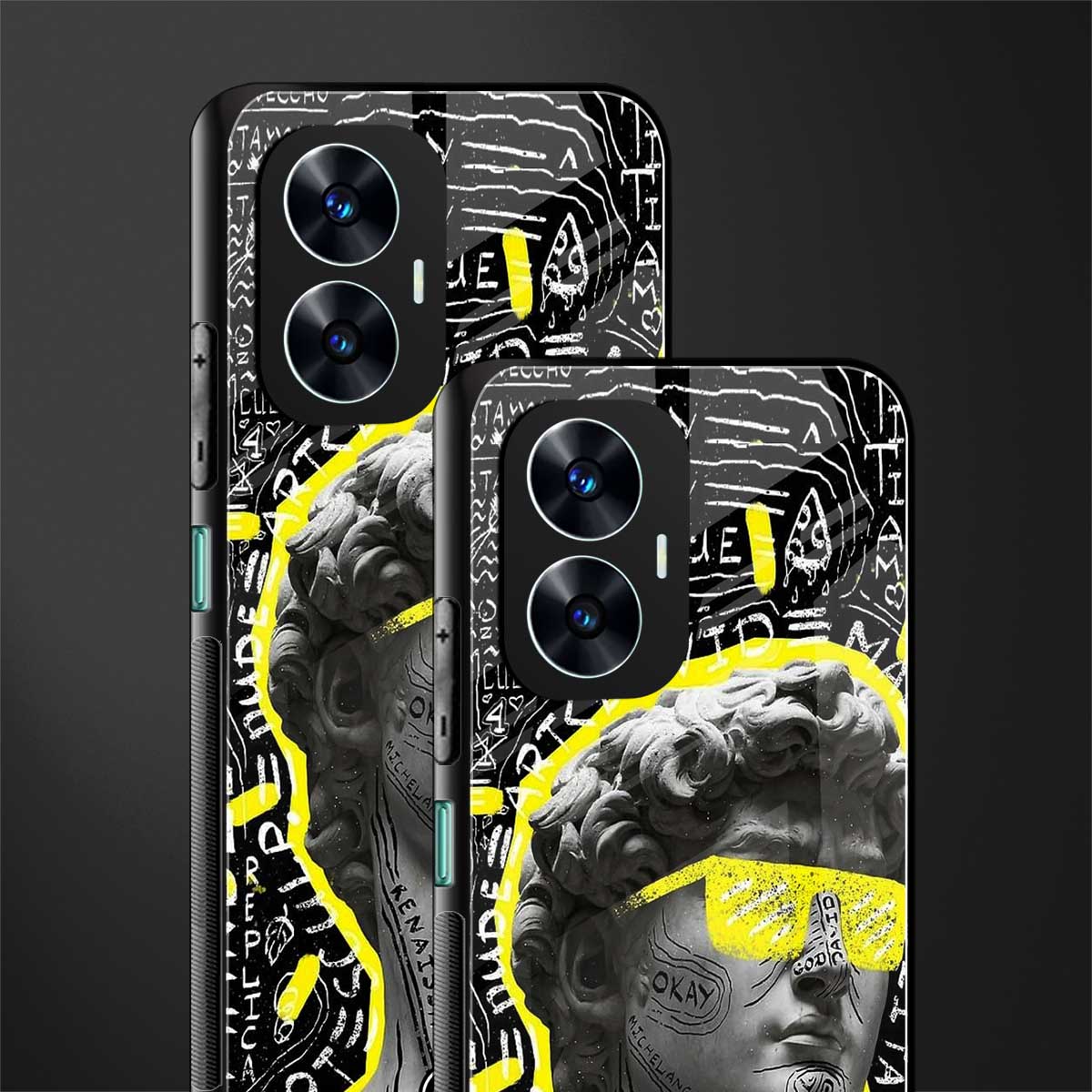 david of michelangelo back phone cover | glass case for realme c55
