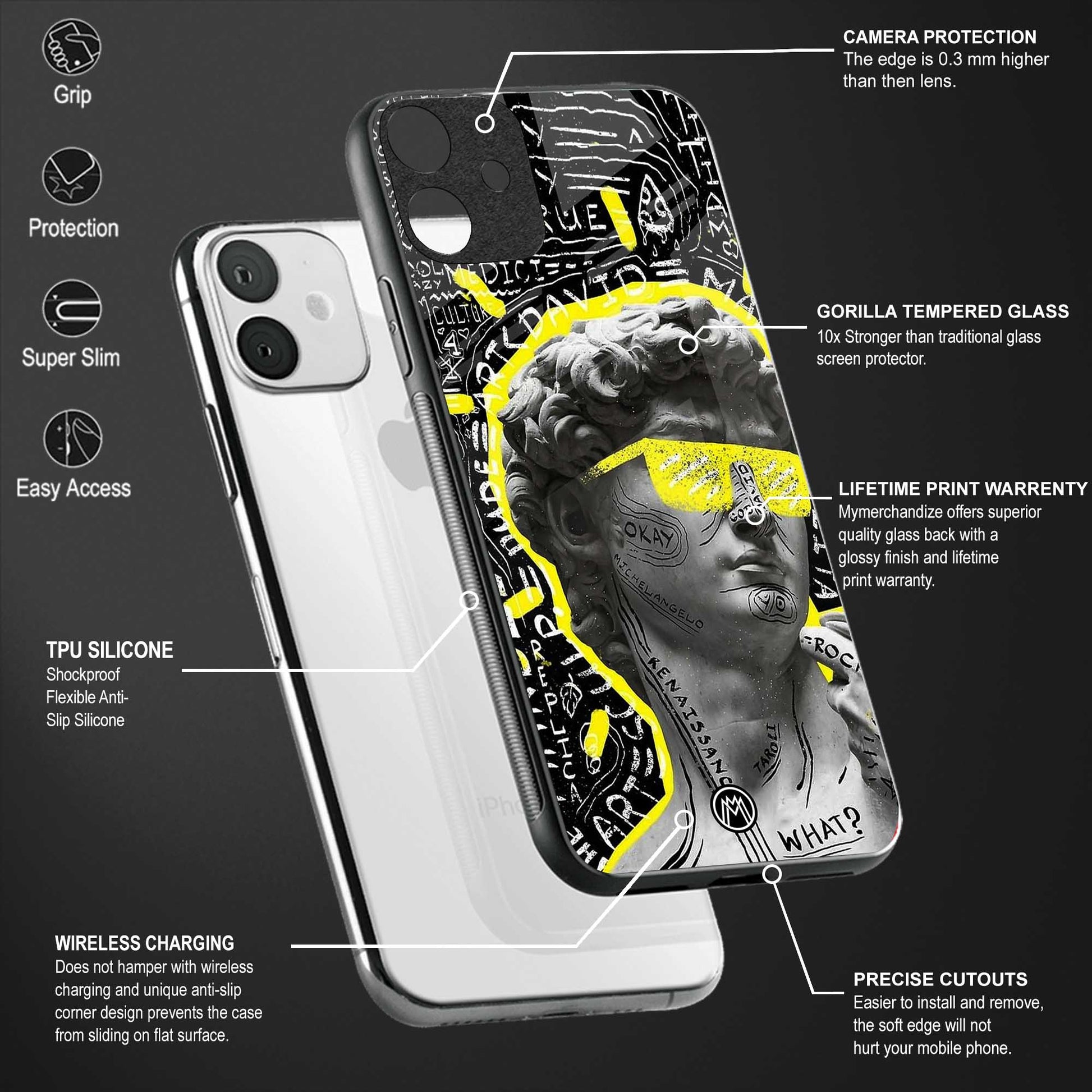 david of michelangelo back phone cover | glass case for oppo f21 pro 4g