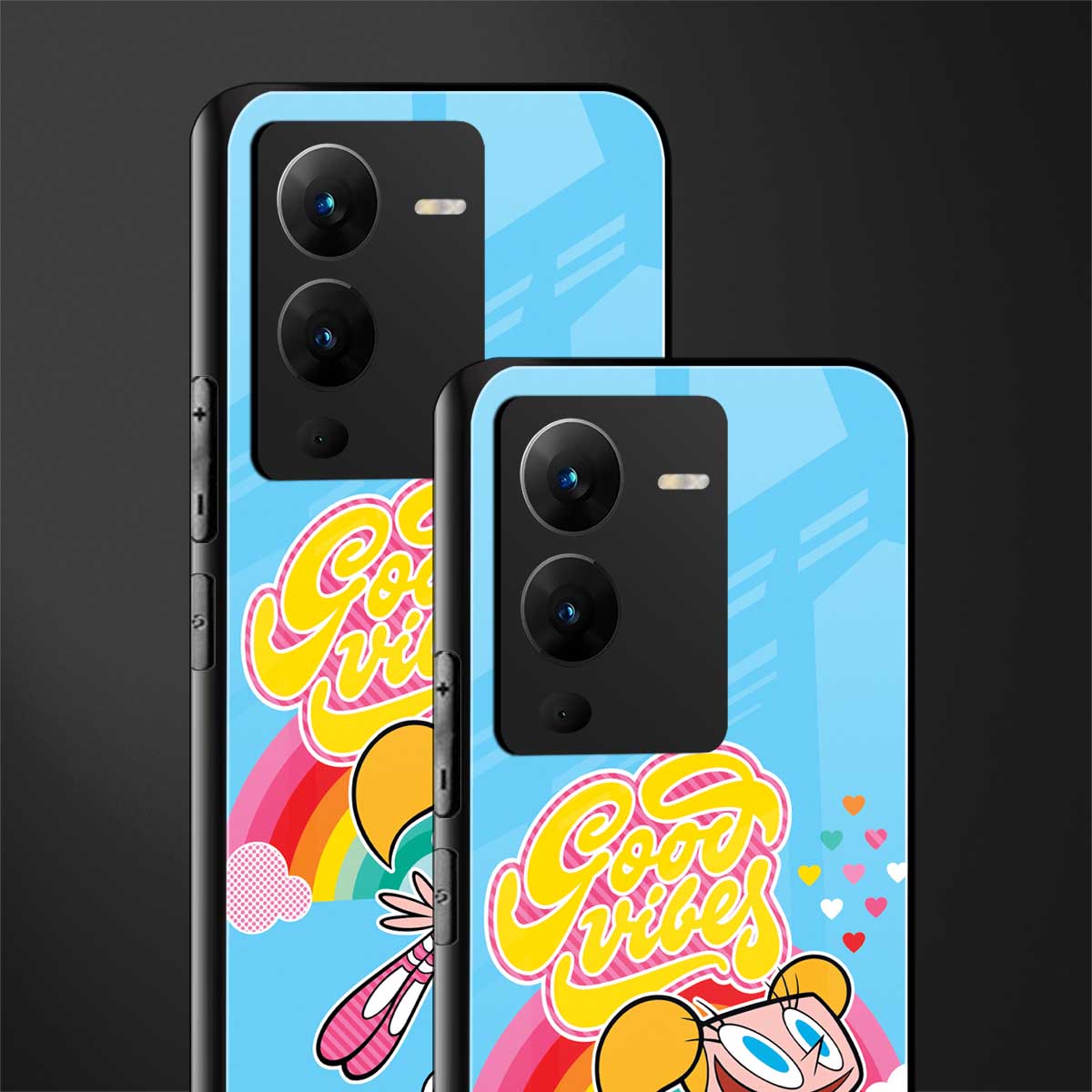 deedee good vibes back phone cover | glass case for vivo v25 pro 5g
