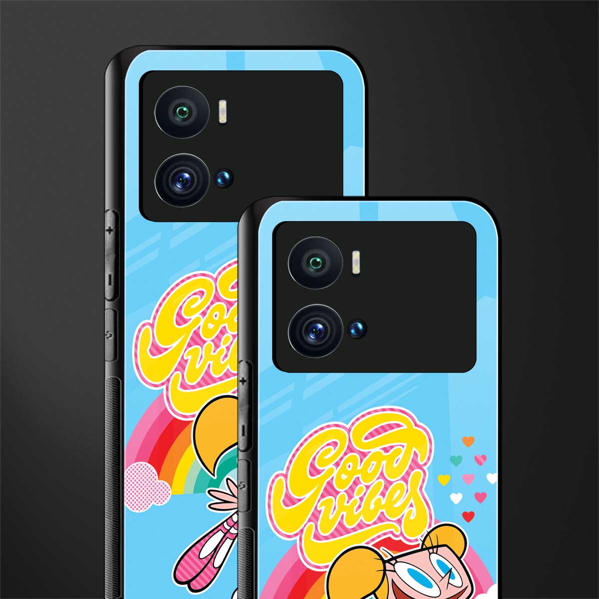 deedee good vibes back phone cover | glass case for iQOO 9 Pro