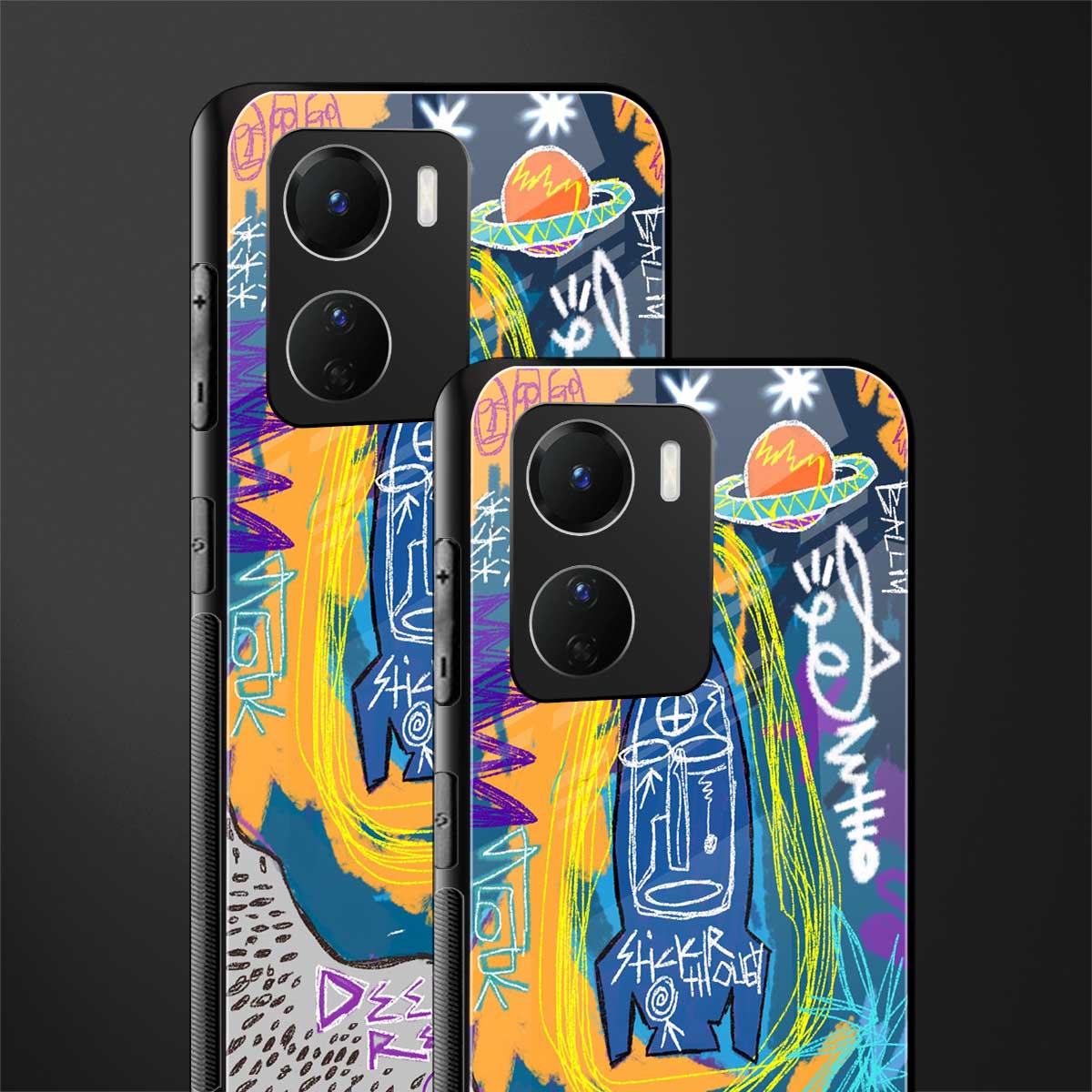 deja vu back phone cover | glass case for vivo y16