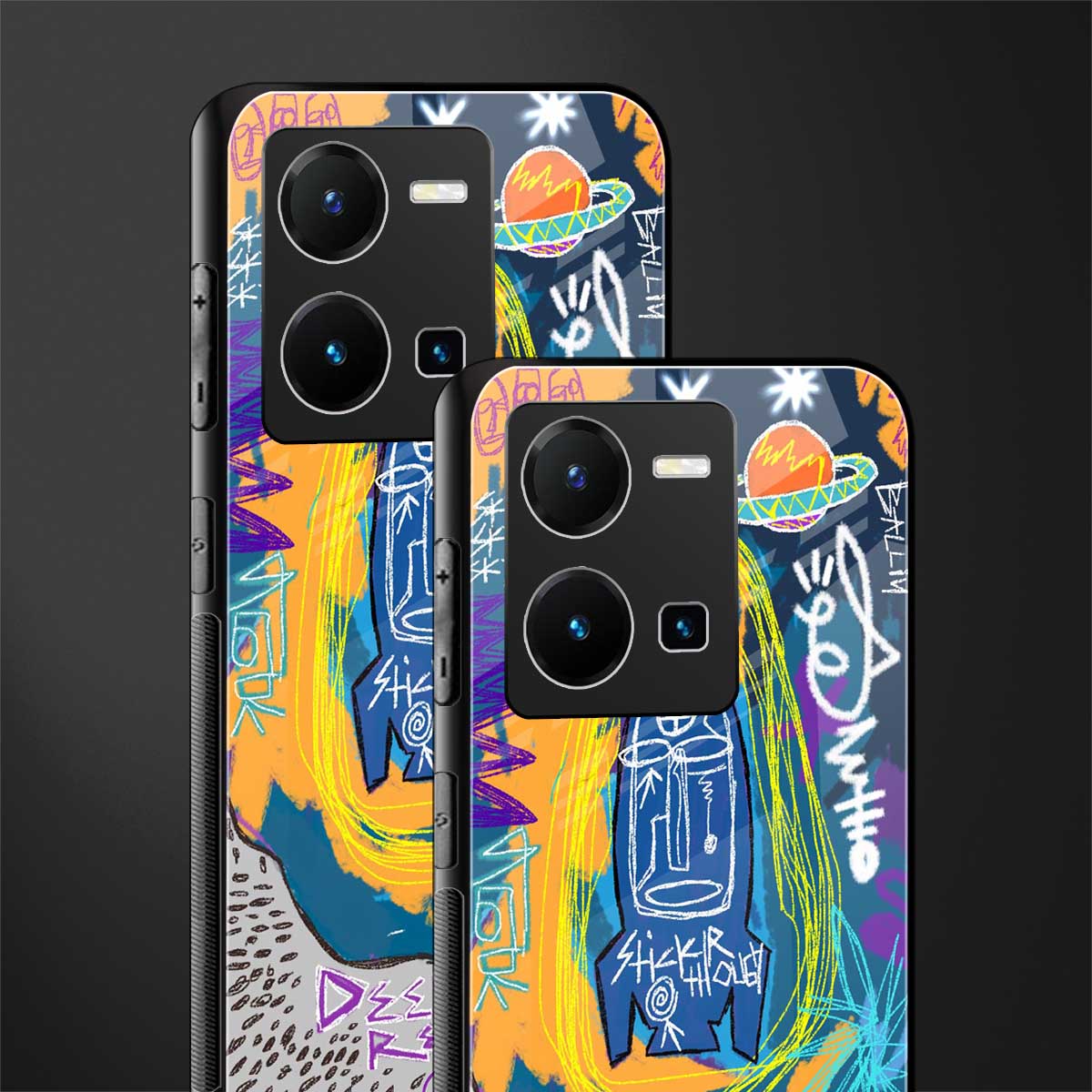 deja vu back phone cover | glass case for vivo y35 4g