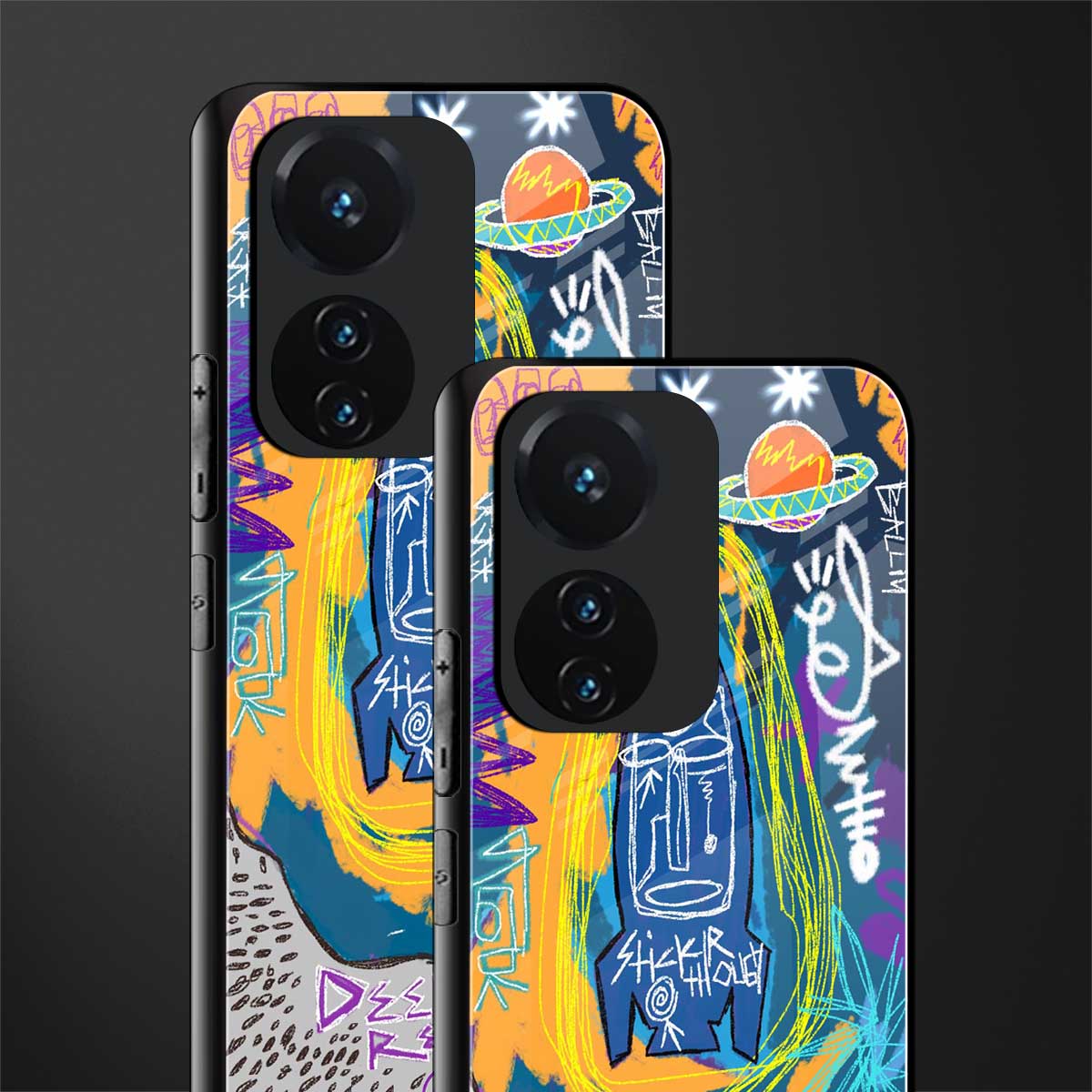 deja vu back phone cover | glass case for vivo t1 44w 4g